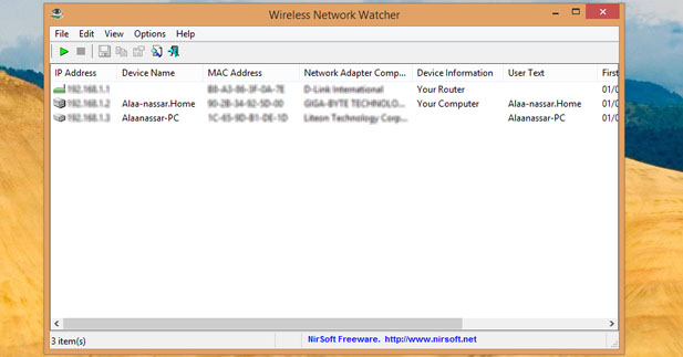 برنامج Network Watcher لمعرفه من معك علي الشبكه ومن يسرق منك
