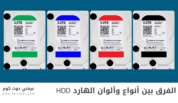 الفرق بين أنواع وألوان الهارد  HDD