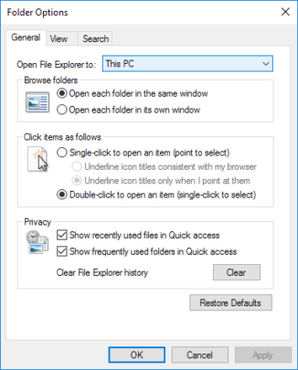طريقة تغير المجلد الإفتراضى فى مستكشف الملفات فى ويندوز 10 Windows 3