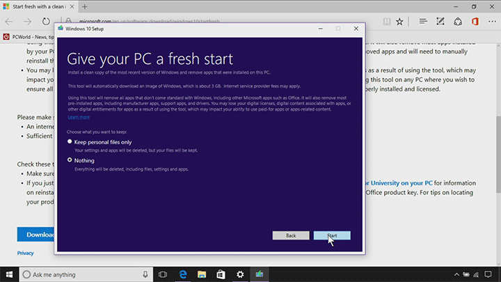 كيفية ازالة التطبيقات الغير لازمة من Windows 10 بإستخدام Windows Refresh Tool 4
