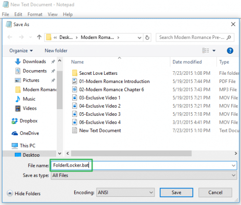 كيفية عمل كلمة سر لمجلد Folder بدون برامج على ويندوز 10 9