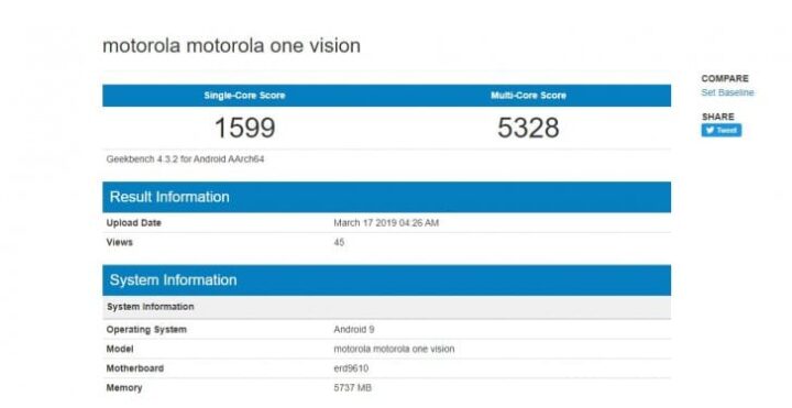ظهور هاتف Motorola Vision على برامج الإختبارات 2