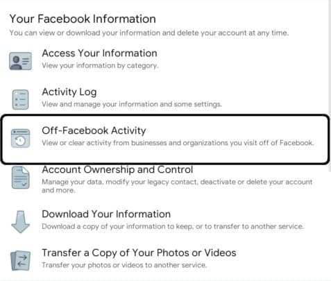 كيفية اغلاق تتبع فيس بوك لنشاطاتك على هاتفك 3