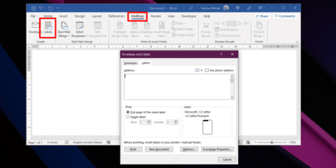 كيفية إنشاء وطباعة الملصقات في Microsoft Word