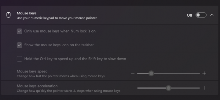 استعمال خاصية Mouse Keys لتحريك الماوس بدون فأرة على ويندوز 11 3