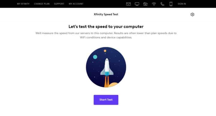 موقع Xfinity Speed ​​Test