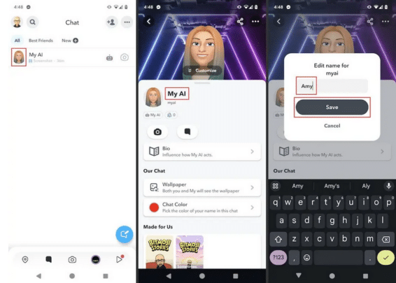 كيفية تغيير إسم ونوع Snapchat AI " مساعد سناب شات " 3