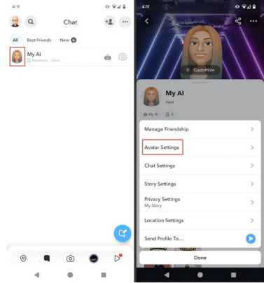 كيفية تغيير إسم ونوع Snapchat AI " مساعد سناب شات " 1